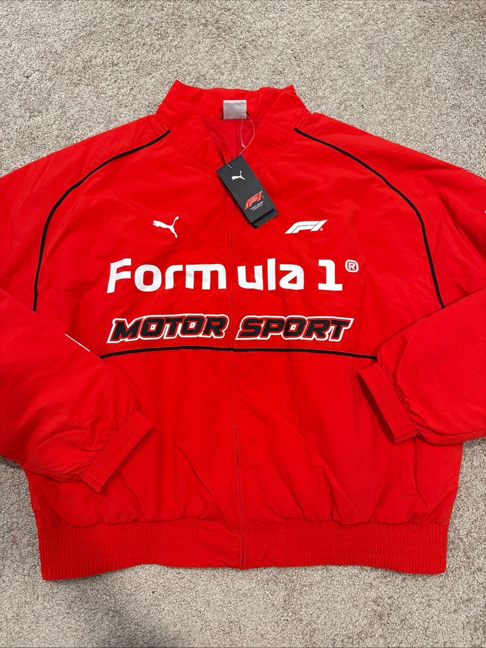 Puma F1 Pilot Jacket Mens XL Pop Red Formula 1 Licensed Nylon Zip 635353 06